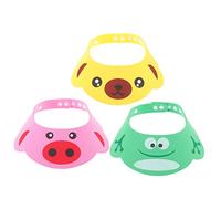 WATIIFUFU 3pièces Chapeau De Bain Pour Garçon Fille Réglable Rose Jaune Vert Visière De Douche Pour Bébés Et Tout-petits Protection Des Yeux Shampoing