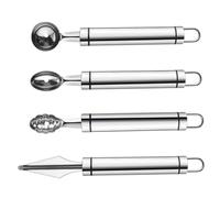 WATIIFUFU 4 Pièces cueilleur de boules de fruits melon Couteau à sculpter coupe-fruits cuillère à fruits couteaux à découper en acier inoxydable outils de sculpture sur fruits Silver