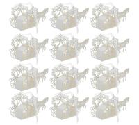 WATIIFUFU 50 Boîtes à Dragées Décoratives de Carrosse Ajouré en Papier Beige, 19,2 X 9 X 3,8 Cm, pour Présents Invités Mariage, Enterrement de Vie de Jeune Fille et Shower
