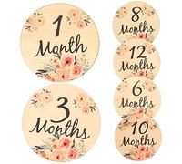 WATIIFUFU 6 Pièces Carte de jalon signe de cartes d'étape mensuelles accessoires jalons bébés photo naissance mois cartes en bois jalon mensuel signe de cartes d'étape mensuelle de bébé