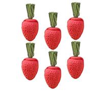 WATIIFUFU 6pcs Jouets à Mâcher pour Chinchilla et Lapin Forme Fraise en Foin Rouge Sûr pour Mâcher et Santé Dentaire Accessoires Petits Animaux