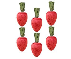 WATIIFUFU 6pcs Jouets à Mâcher pour Chinchilla et Lapin Forme Fraise en Foin Rouge Sûr pour Mâcher et Santé Dentaire Accessoires Petits Animaux