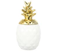 WATIIFUFU Ananas Style Européen Simple et Polyvalent en Céramique Blanche avec Couvercle Élégant Décoration Rangement Bijoux pour Décoration Maison et Bureau