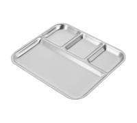 WATIIFUFU Assiette Compartimentée 4 Cases Acier Inoxydable Solide Plateau Service Divisé Barbecue Buffet La Cuisine, Usage Extérieur, Argentée