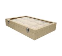 WATIIFUFU Boîte de Rangement Montres 12 Compartiments avec Coussins en Jute Coffret Organiseur Bijoux et Montres Étui Décoratif Élégant pour Collection et Présentation à Domicile