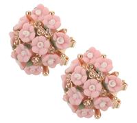 WATIIFUFU Boucles D’oreilles Mini Fleur en Céramique Légère Rose Clair, Bijoux Fleuris Esthétiques pour Femmes et Adolescentes, Élégantes Boucles à Fleurs Style Quotidien