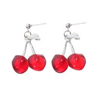WATIIFUFU Boucles D’Oreilles Pendantes Cerises en Alliage Argenté Légères et Créatives 1 Paire Bijoux Fantaisie pour Femmes pour Fêtes et Occasions Spéciales