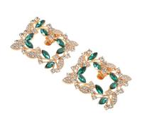 WATIIFUFU Boucles de Chaussures Détachables en Cristaux Verts 58 X 46 CM - Paire de Clips Carrés Décoratifs pour Mariage Fête et Embellissement DIY de Talons Hauts Ballerines et