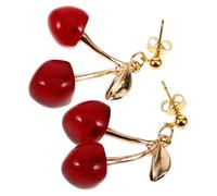 WATIIFUFU Boucles D'oreilles Cerises pour Femmes en Alliage de Zinc Rouge, Créatives et Colorées, pour Occasions Formelles et Fêtes