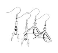 WATIIFUFU Boucles Doreilles Pendantes En Alliage Pour Femme Style Ingénieur Boussole Triangle Règle Idéal Pour Les Architectes