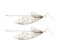 WATIIFUFU Boucles D'oreilles Romantiques Ailes de Fée Dégradé Gris Perle Imitation 2 Pièces Femmes Mariage Fête Quotidien Léger