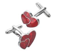 WATIIFUFU Boutons de Manchette de Cœur Rouge Profond en Métal pour Smoking - Accessoires Élégants pour Chemises à Poignets Mousquetaires - Bijoux Homme pour Tenue D’affaires et Mariage,