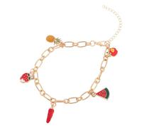 WATIIFUFU Bracelet Femme Pendentif Fruit Coloré été Bracelet Chunky avec Charms Fraise Pomme Pastèque Ananas Chaîne Trombone DIY Mode Plage Joyau Élégant