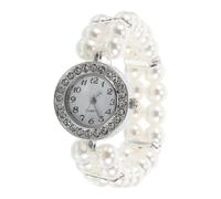 WATIIFUFU Bracelet Montres Vintage Double Rangée Perles Fantaisie Plastique Alliage Élastique Femme Présent Fête Poignet Ajustable