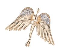 WATIIFUFU Broche Épingle de Revers Unique et Délicate en Alliage de Zinc Ailes D'ange avec Cristaux Dorés pour Vêtements, pour Diverses Occasions
