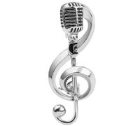 WATIIFUFU Broche Musicale Vintage en Métal Argenté Forme Micro et Note de Musique, Épingle Décorative Légère pour Vêtements, Accessoires Femme Élégants, Présent Anniversaire et Soirée