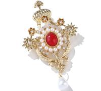 WATIIFUFU Broche Vintage Chic en Alliage Doré Perles Baroques Élégantes, Épingle à Revers Solide pour Vêtements Femme, Accessoire pour Anniversaire