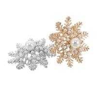 WATIIFUFU Broches Flocon de Neige 2pcs pour Femmes et Hommes en Alliage Perles et Cristaux, Épingle Col et Boutonnière, Présent Noël pour Fêtes D'hiver