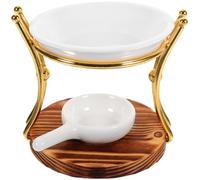WATIIFUFU Brûleur à Cire en Céramique avec Base en Bois et Cadre en Fer, Décoration Intérieure Unique pour Diffuseur D'arômes, Résistant à l'usure, pour Maison et Bureau