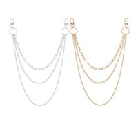 WATIIFUFU Chaîne de Taille en Métal Multicouche 2 Pièces Dorée et Argentée Décoration Corps Femme Soirée Plage Rétro Style Géométrique