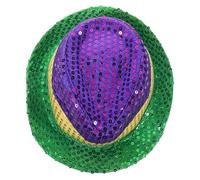 WATIIFUFU Chapeau de Carnaval à Paillettes Vertes en Tissu Coton, Accessoire Mardi Gras Élégant pour Fêtes Séquins Scintillants et Confort Agréable