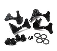WATIIFUFU Chevilles D'accordage 4 Pièces 2l2r 4 Cordes, Alliage de Zinc Noir avec Vis D'assemblage, Bagues et Douilles pour Guitare Basse Électrique pour Instrument