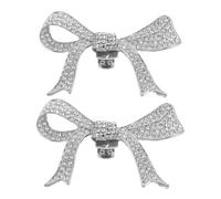 WATIIFUFU Clips de Chaussures Amovibles à Nœud en Strass Argenté, Paire de Pinces Décoratives pour Mariage et Fêtes, Accessoires Féminins Élégants pour Escarpins et Sandales