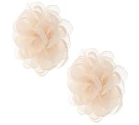 WATIIFUFU Clips Décoratifs pour Chaussures à Talons Hauts Fleur de Camélia en Tulle Beige, Boucle Amovible pour Escarpins, Accessoires Élégants pour Mariage et Soirée, Pinces Fleurs