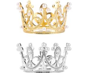 WATIIFUFU Coiffe de Fille Argentée 2pcs en Alliage Décoration Gâteau Délicate et Élégante pour Anniversaire Couronne Mini pour Garçon et Filles