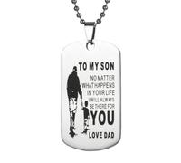 WATIIFUFU Collier à Pendentif Militaire en Acier Inoxydable Poli et Lisse, Bijou Unique et Chic, Présent Souvenir pour Fils, Encouragement Étude et Vie