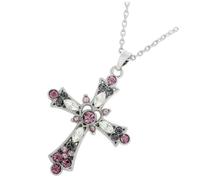 WATIIFUFU Collier Croix Coloré Bohème en Alliage et Cristaux, Pendentif pour Femmes et Adolescentes, Bijou Gothique Ras de Cou pour Usage Quotidien et Fêtes, Taille Ajustable
