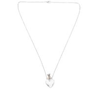 WATIIFUFU Collier Femme Acier Titane avec Pendentif Fiole Verre Transparent Forme de Cœur Collier Diffuseur Parfum Multi-usage pour Huiles Essentielles et Fragrances Bijou Unique Élégant