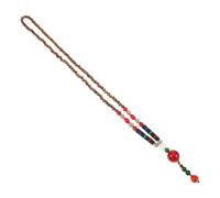 WATIIFUFU Collier Pendentif Feng Shui en Perles de Bois Vintage, Collier Ethnique Long Fait Main Unisexe, Ornement Marron Boucle de Paix, Accessoire Spirituel pour Usage Quotidien