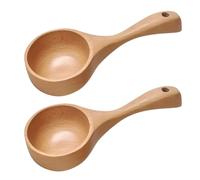 WATIIFUFU Cuillère en Bois Multifonction 2 Pièces - Louche à Café et Cuillère à Riz Taille Moyenne Couleur Naturelle Cuisine Service de Soupe et Aliments en Poudre Fine