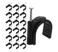 WATIIFUFU Demi-fixations à Pince en Acier et Plastique Noir 100pcs Serrage-tubes Robustes avec Clous, Support de Tuyauterie Rond pour Fixation et Accroche Tube