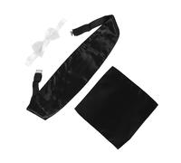 WATIIFUFU Ensemble Ceinture de Smoking Homme 3 Pièces Polyester Noir Blanc Pochette Carrée et Mouchoir de Cérémonie Accessoires Costume Mariage et Événements Formels