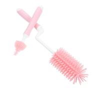 WATIIFUFU Ensemble de Brosse de Nettoyage pour Biberons Goupillon en Silicone, Manche Rotatif 360 Degrés, Doux pour Biberon, Maison, Couleur Rose