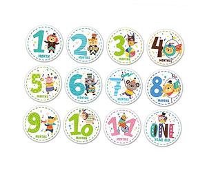 WATIIFUFU Ensemble De Pièces bébé mensuel autocollants décalcomanie d'étape mensuelle pour bébé animal décor d'autocollant de bébé autocollants de logos nouveau né stickers bébé stickers