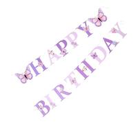 WATIIFUFU Guirlande Unique et pour en Papier D'anniversaire de Lettres Pourpre, Installation Facile Décor Printemps Fêtes D'anniversaire en Extérieur