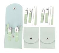 WATIIFUFU Kit de Manucure Professionnel 3 Pièces avec Pince à Ongles en Acier Carbone et Étui en Cuir Vert, Outils de Beauté Trousse Portable pour Voyage et Camping