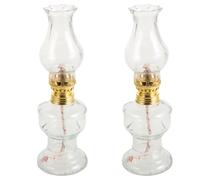 WATIIFUFU Lampe à Pétrole Rétro en Verre pour Décoration Intérieure et Camping, Lot de 2 Sets de Sets de Mèches, Style Vintage Délicat pour Éclairage d'urgence et Ambiance Extérieure