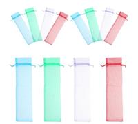 WATIIFUFU Lot de 12 Pochettes Présent en Organza 6X26 CM Cordon de Serrage pour Éventail Pliant Assortiment 4 Couleurs Paquet de Transport Léger et Pratique pour Mariage et Fête