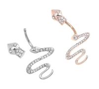 WATIIFUFU Lot de 2 Anneaux de Nombril Serpent en Acier Inoxydable Clous de Nombril 2645 Argenté et Rose Doré Décoration Ventre Bijoux Piercing Résistants et Hypoallergéniques pour Femme