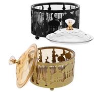 WATIIFUFU Lot de 2 Boîtes à Bonbons en Métal Doré et Noir avec Couvercle - Centre de Table pour L'Aïd et Sucrier Ramadan - Bol Décoratif et Boîte de Conservation Alimentaire pour Fêtes
