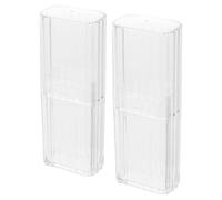 WATIIFUFU Lot de 2 Boîtes de Rangement Transparentes Petites et Portables, Boîte Distributeur Étanche Anti-poussière 10,5 X 3,8 X 2,2 Cm pour Cotons-tiges, Accessoires de Beauté et
