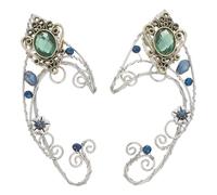 WATIIFUFU Lot de 2 Boucles D’Oreilles Elfes sans Perçage en Cristal Vert Manchettes D’Oreilles Enveloppantes pour Femmes Bijoux Légers et Confortables pour Mariages et Fêtes