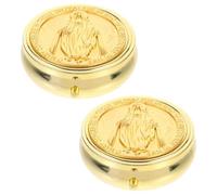 WATIIFUFU Lot de 2 Coffrets à Bijoux en Métal Doré, Boîte de Rangement pour Chapelets et Bracelets, Style Vintage Gravure Extérieure, pour Présent Communion et Occasions Spéciales