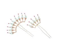 WATIIFUFU Lot de 2 Fourches à Cheveux Chinoises Anciennes en Alliage Fausses Perles Rouges, Épingles Ushape et Peignes à Cheveux Vintage, Accessoires Coiffure Traditionnels pour