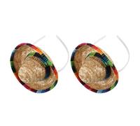 WATIIFUFU Lot de 2 Mini Bandeaux Chapeaux Mexicains en Tissu Paille 16 Cm Diamètre, Serrage-tête Léger et Antidérapant pour Fête Cinco de Mayo, Décoration Tacos et Accessoires