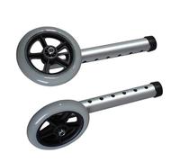 WATIIFUFU Lot de 2 Roues de Rechange Argentées en Alliage d'Aluminium pour Déambulateur Compatibles Rollator et Fauteuil Roulant Diamètre Standard Roulements à Billes Adaptées aux